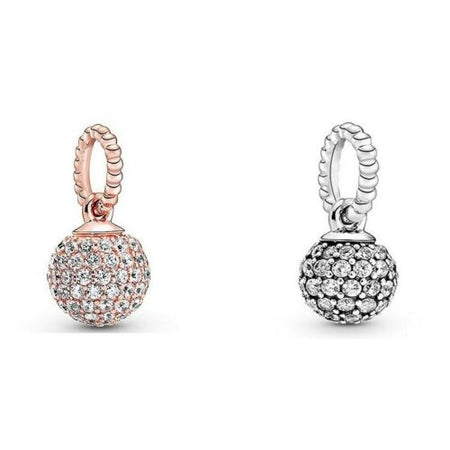 925 Silver crystal Pave Paper Fan Ball charm