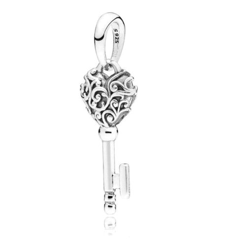 Sterling Silver Regal KEY OF LOVE Dangle Pendant Charm – supersterling