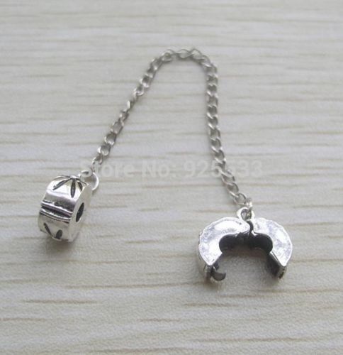 Silver Plated daisy clip on safety chain
