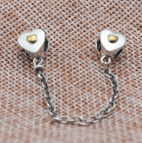 Pandora two tone heart 2025 safety chain
