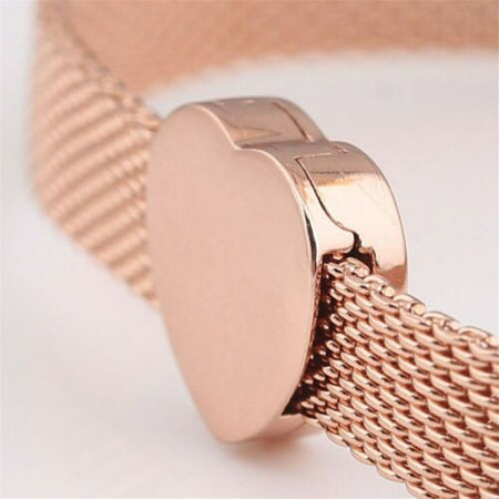 925 Silver Rose Gold Sparkling Floating Clip On Safety Chain Fits Reflexions bracelets