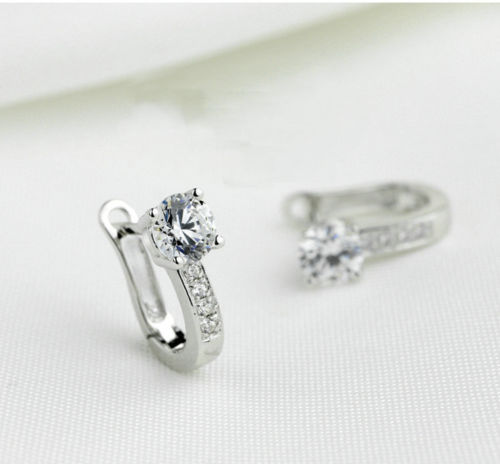 Silver Sterling Dazzling best friends U Shape zircon earrings
