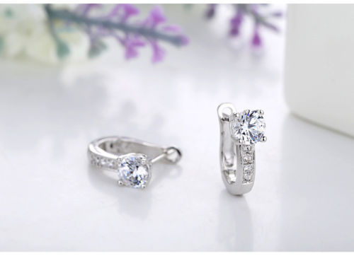 Silver Sterling Dazzling best friends U Shape zircon earrings