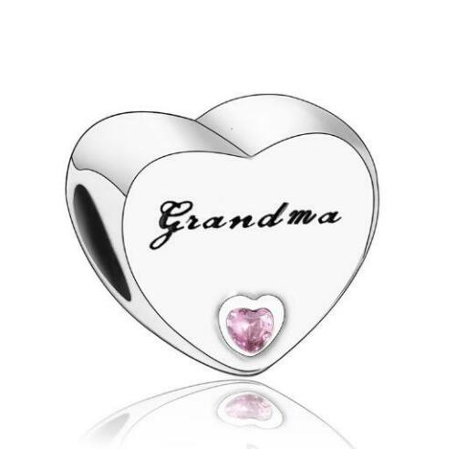 Sterling Silver Grandma Grand mother Nan Love Heart Charm