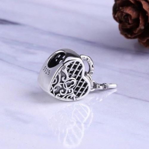 Sterling Silver LOVE YOU LOCK KEY Dangle Pendant Charm