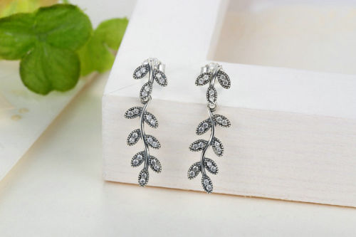 Sterling Silver Dazzling SHIMMERING LEAVES Drop Earrings