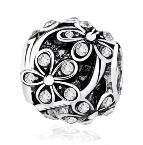 Silver Plated Dazzling Daisy Meadow Rose Charm