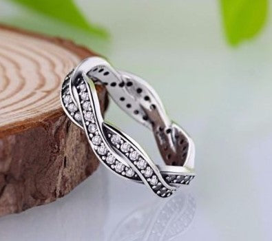 Silver Sterling Luxury Sparkling Delicate bow Knot Ring
