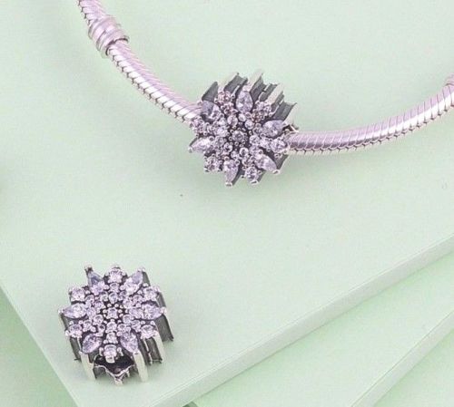 Silver Sterling snowflake ice floral crystal charm