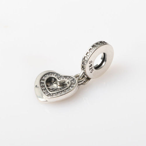 Silver Sterling beloved mom mum mother Heart Dangle Charm
