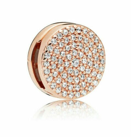 925 Rose Gold Sparkling Red Pave Heart Clip Charm Fits Reflexions bracelets