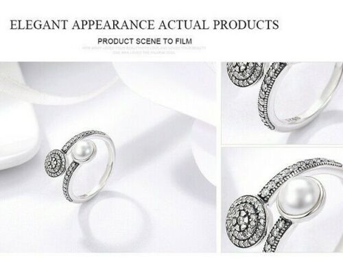 925 silver Luxury Sparkling luminous Glow White Pearl Sizable Ring