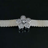 925 Silver sparkling dazzling daisy pave flower charm Fits Reflexions bracelets