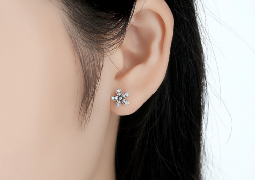 Silver Sterling Dazzling Daisies Sparkling Earrings