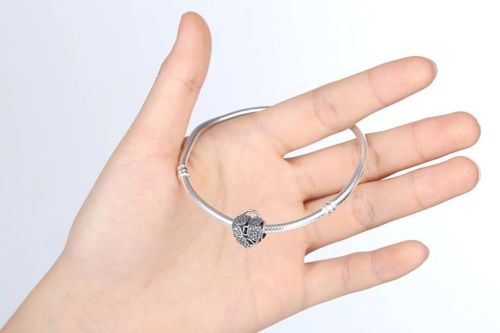 Sterling Silver Floral Heart Padlock love key charm