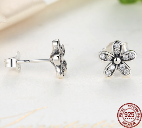 Silver Sterling Dazzling Daisies Sparkling Earrings