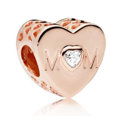 925 Silver rose gold openwork family tree hearts charm