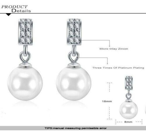 Silver Sterling Delicate Luminous Pearl Drop stone earrings