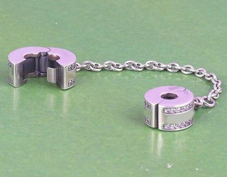 Silver Plated daisy clip on safety chain