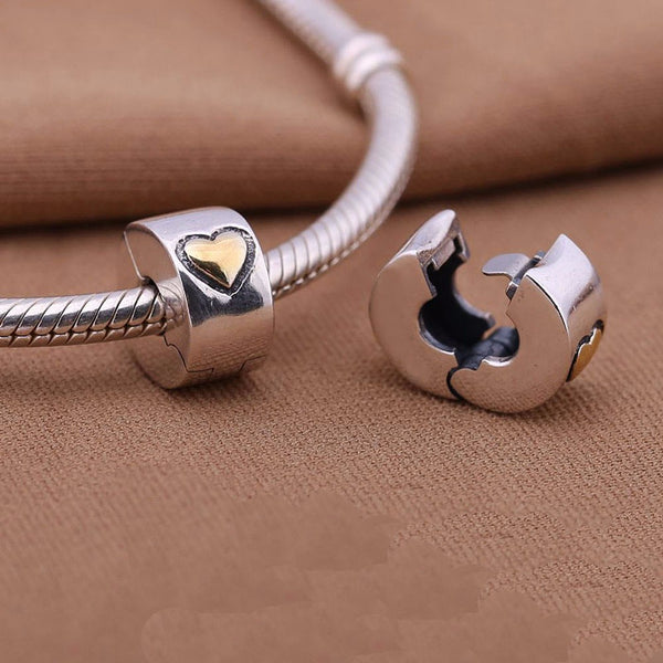classic gold heart stopper clip fits pandora