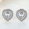 925 Silver sterling Sparkling Love twin Heart Studs Earrings + gift box