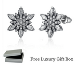 Silver Sterling Delicate Crystallised Snowflake Stud Earrings