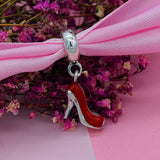 Silver Princess Red Shoe Stiletto pendant Charm