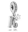 925 Silver Sweet 16th Years  Of Love Number Pendant Charm