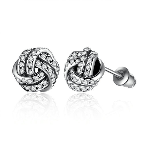 Sterling Silver Pave Sparkling Love Knots Stud Earrings  pandora