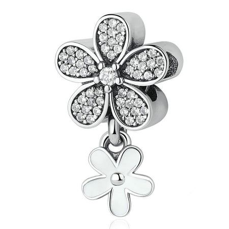 Silver Sterling snowflake ice Floral Crystal Charm