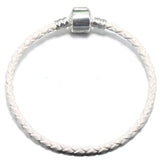 Silver Plated Leather Woven Braided Cord Bracelet