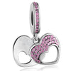 Pink Pave Twin Double Heart stone Love CZ Charm