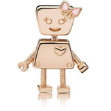 Rose Gold 925 Silver Bella Bot Pink Robot Girl Friend Charm