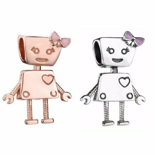 925 Silver Bella Bot Pink Robot Girl Friend Charm