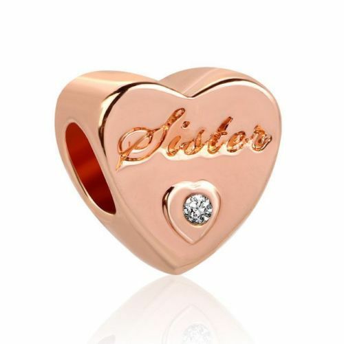 Rose Gold Sister Brother Love Heart Charm