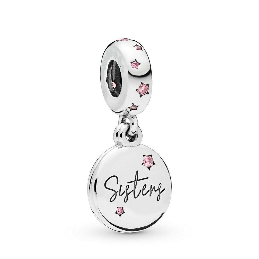 Love Sister Forever Charm Dangle 925 Sterling Silver Pendant