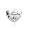 925 silver Best Daughter Love Heart Stone Charm