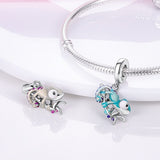 925 Silver Chameleon Temperature Changing Colour Pendant Charm green to grey