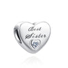 925 silver Best Sister Love Heart Stone Charm