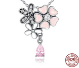 Poetic Blooms Pink Floral Necklace & Earrings Gift Set
