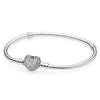 Silver Pave Heart Clasp Starter snake chain Charm Bracelet