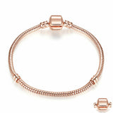 Rose Gold Starter Classic Barrel Clasp Snake Chain Charm bracelet