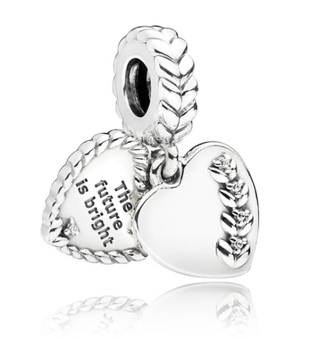 Pink Pave Twin Double Heart stone Love CZ Charm
