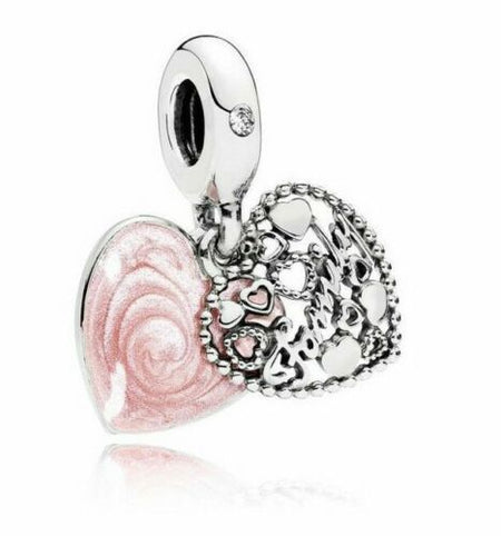 Silver Sterling I love my mom mum open heart charm
