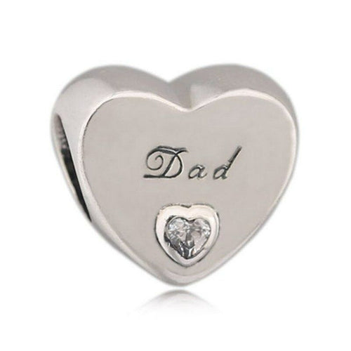 Silver DAD's Father Daughter Love Heart Charm