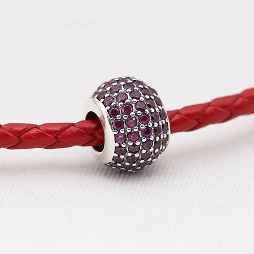Red crystal Pave Ball Pendant Charm 