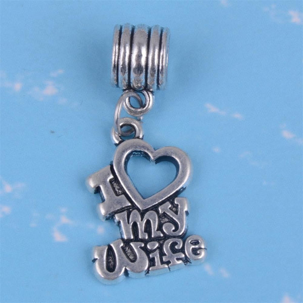 pandora compatible Silver Plated I Love My wife heart Pendant Charm