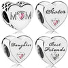 Mum Mother Daughter love pink heart stone Mothers day Charm