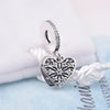 Silver Sterling Heart of winter snowflake ice crystal Charm