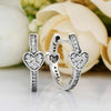 925 Silver Sterling Sparkling Heart HOOP EARRINGS